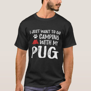 Camiseta Pug de Acampamento para Mãe de Cachorro ou Pai de
