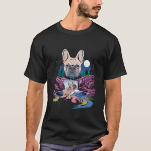 Camiseta Pug de Cachoeira na Floresta ao Luar Acampando à N