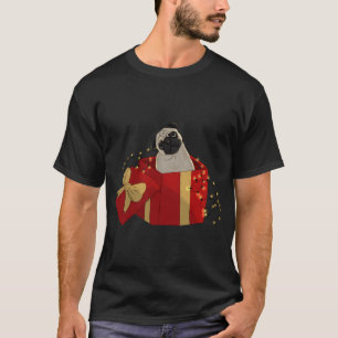 Camiseta Pug de desenho animado de Natal na caixa - cachorr