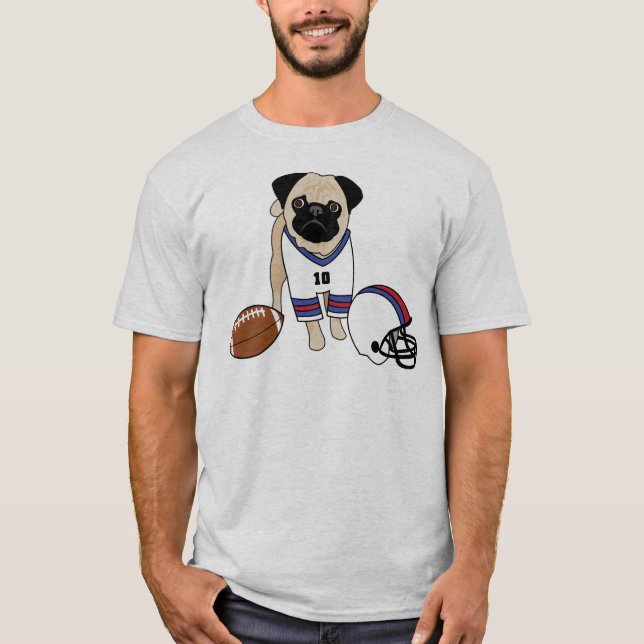 Camiseta Pug de futebol personalizável (Frente)