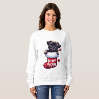 Camiseta Pug de Natal "Feliz Pugmas" bonito