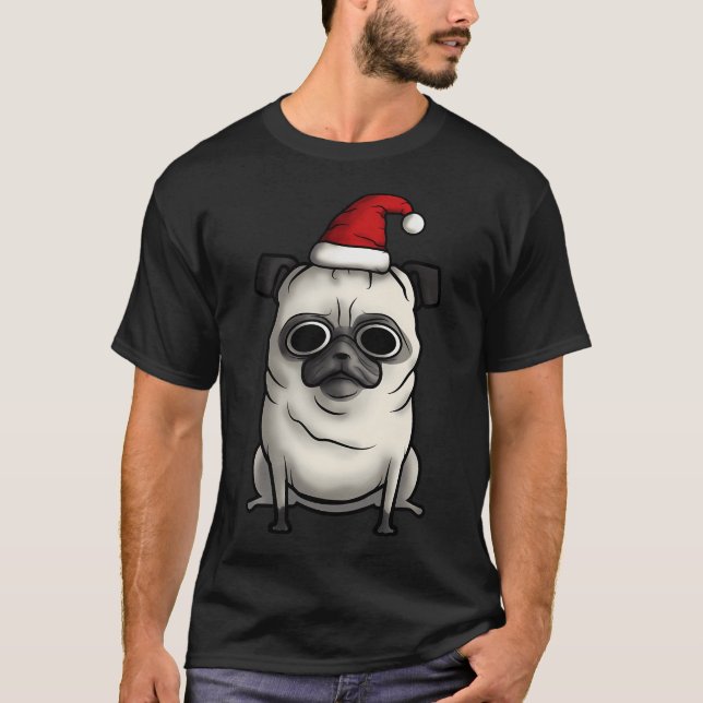 Camiseta Pug de Natal - Puggle - Amante de Cachorro - Cacho (Frente)