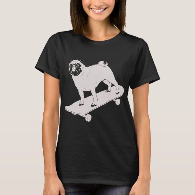 Camiseta Pug de patinação (Frente)