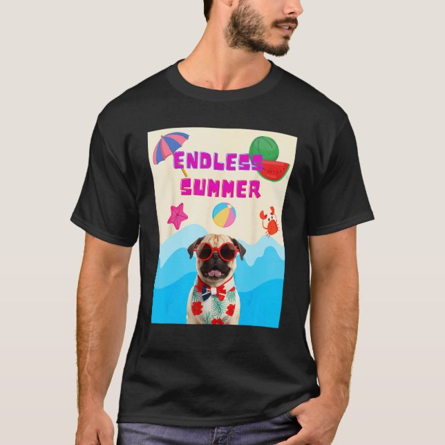 Camiseta Pug de praia (Frente)