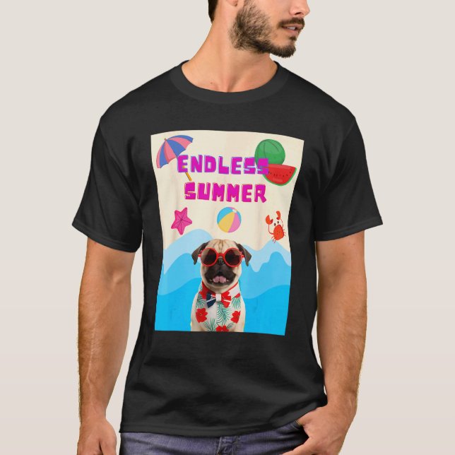Camiseta Pug de praia (Frente)