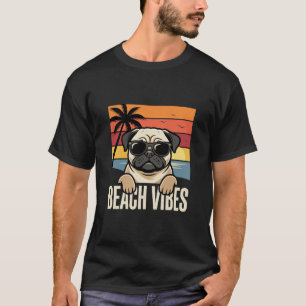 Camiseta Pug de Vibrações de Praia Pôr do Sol