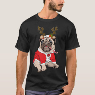 Camiseta Pug Deer Pug Amantes Reindee Natal Engraçado Xmas