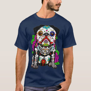 Camiseta Pug dia de los muertos, dia dos falecidos