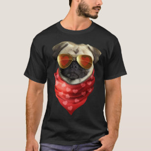 Camiseta Pug Dia dos Namorados Coração Doce Cachorro de Val