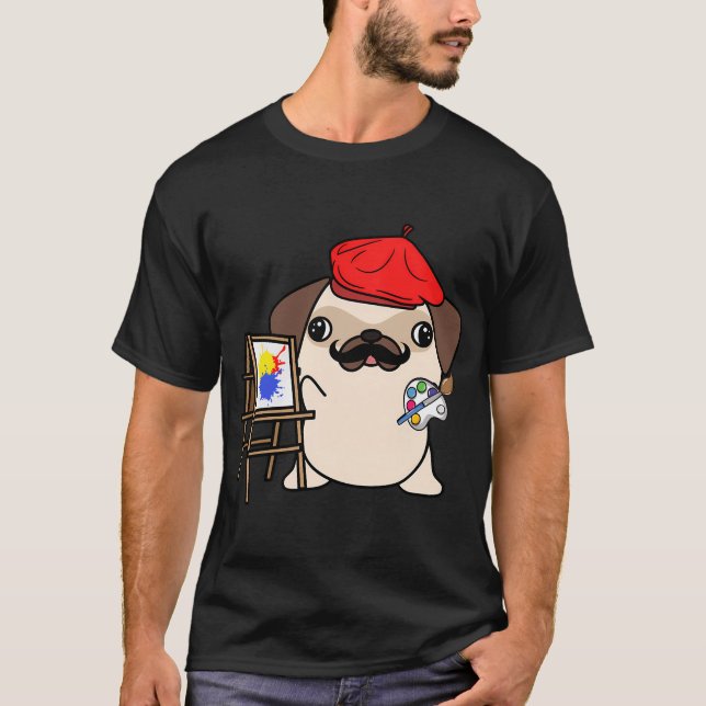 Camiseta Pug Divertido é um pintor (Frente)