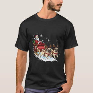 Camiseta Pug Divertido Natal Papai Noel Amantes de Cães Fof