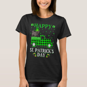 Camiseta Pug do Caminhão Verde Xadrez de Búfalo Dia de São 
