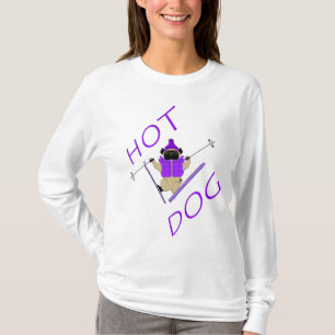 Camiseta Pug do esqui do Hotdog