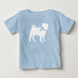 Camiseta Pug Dog Chá de fraldas Boy Blue com Arco