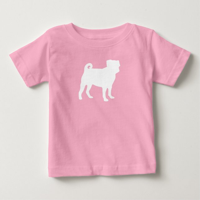 Camiseta Pug Dog Chá de fraldas Pink Puppy Girl (Frente)