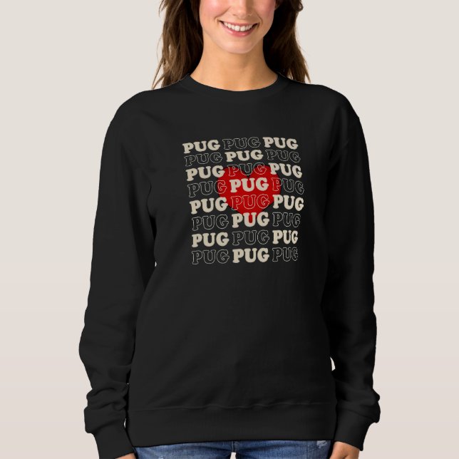 Camiseta Pug Dog Crote Heart Retro Vintage (Frente)