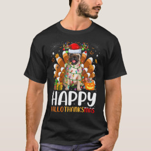 Camiseta Pug Dog Halloween Natal Feliz Hallothanksmas