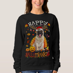 Camiseta Pug Dog Happy Hallothanksmas Halloween