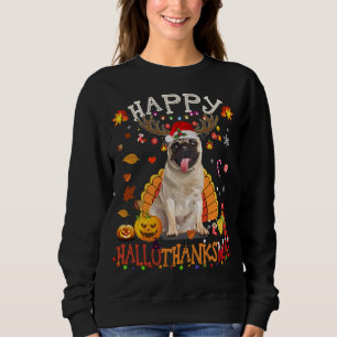 Camiseta Pug Dog Happy Hallothanksmas Halloween