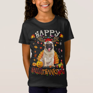 Camiseta Pug Dog Happy Hallothanksmas Halloween