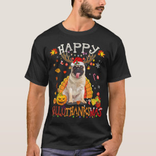 Camiseta Pug Dog Happy Hallothanksmas Halloween