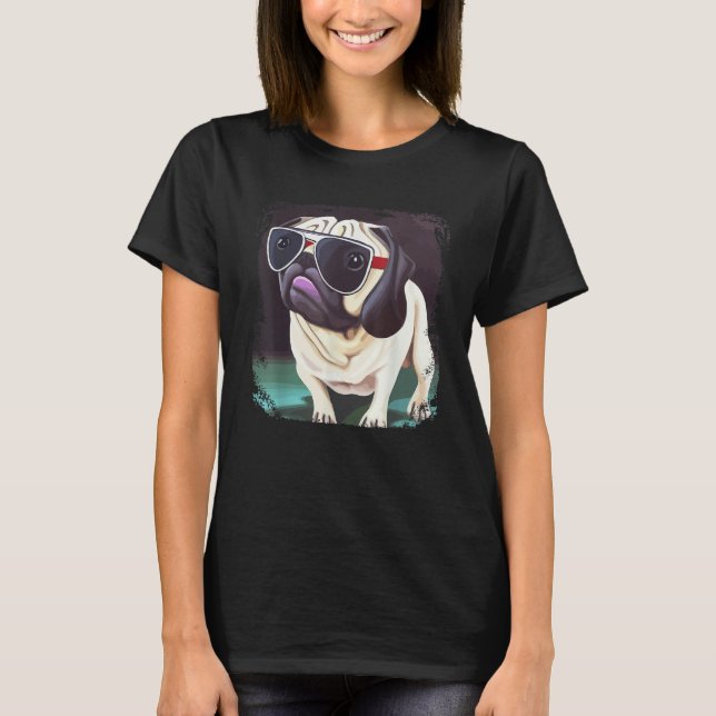 Camiseta Pug Dog Mãe Pai Cute & Pug Graphic Pug (Frente)