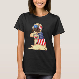 Camiseta Pug Dog Merica 4 De Julho Bandeira Americana