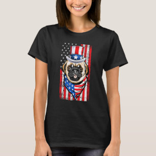Camiseta Pug Dog Merica EUA Bandeira Men Mulheres 4t