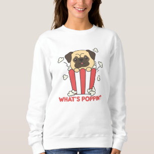 Camiseta Pug Dog Popcorn Whats Poppin Funny