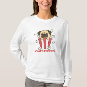 Camiseta Pug Dog Popcorn Whats Poppin Funny