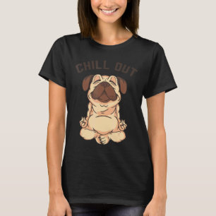 Camiseta Pug Dog Relaxation Meditação Lotus Seat Yoga