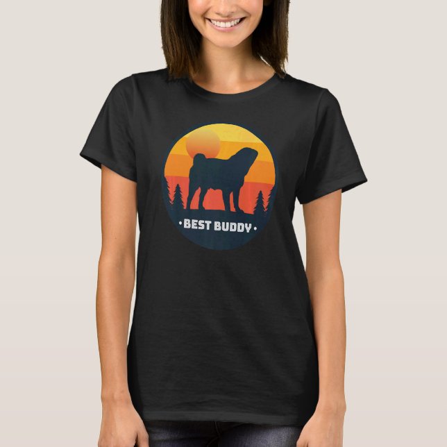 Camiseta Pug Dog Retro (Frente)