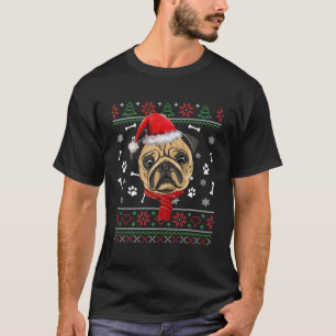 Camiseta Pug Dog Santa Hat Pajama Xm
