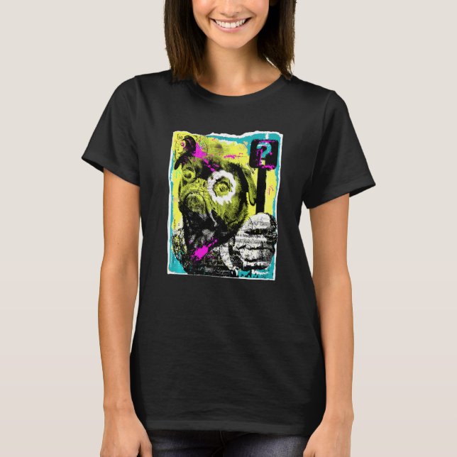 Camiseta Pug Dog Tee Cute Pug Pop Art Graphic (Frente)