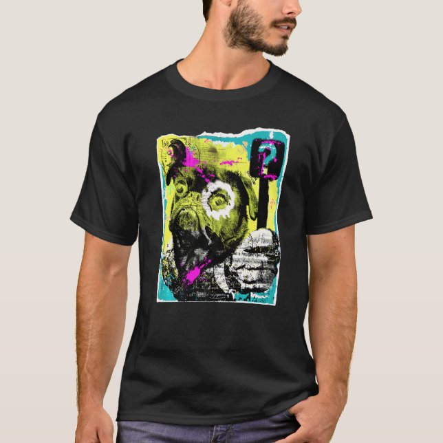Camiseta Pug Dog Tee Cute Pug Pop Art Graphic (Frente)