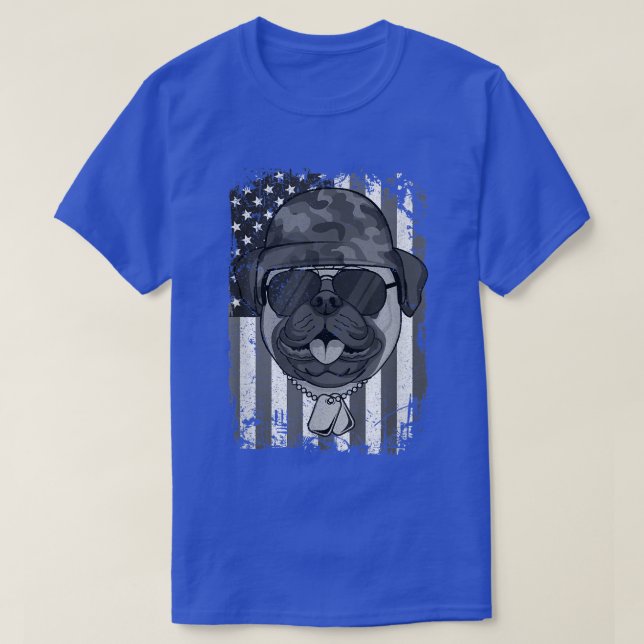 Camiseta Pug Dog Veteran 4 de julho (Frente do Design)