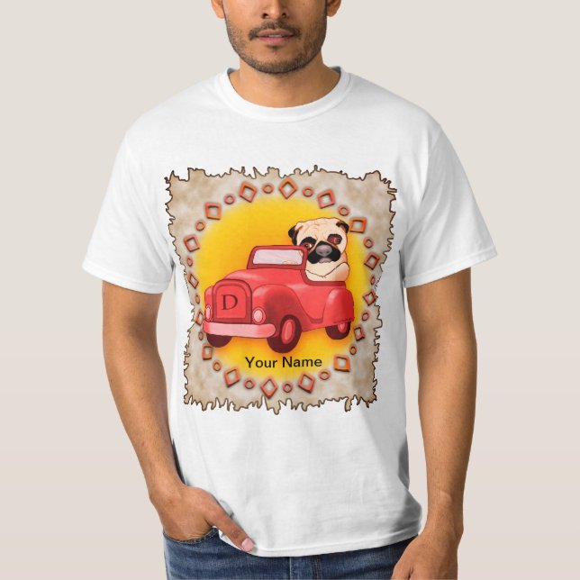 Camiseta Pug Driving Car (Frente)