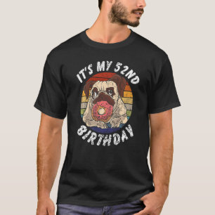 Camiseta Pug e Donut de 52 Anos Vintage Desgastado 52º