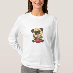 Camiseta Pug Eat Ramen Cute Kawaii Noodles Cães