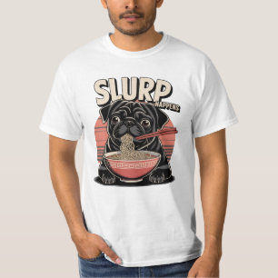 Camiseta Pug Eating Ramen Funny Slurp Acontece