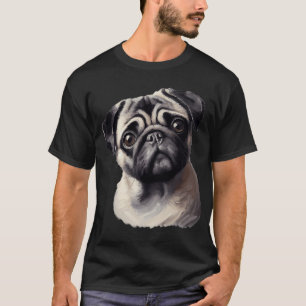 Camiseta Pug em arte de IA feita em estilo clássico de pint
