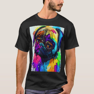 Camiseta Pug em Borrifo de Aquarela 2