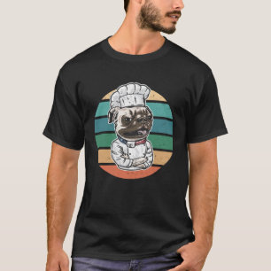 Camiseta Pug em um coquetel de chef de cozinha estilo retrô