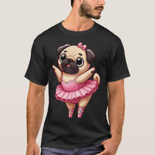 Camiseta Pug Engraçado Bailarina Dançarina de Ballet Mãe Me