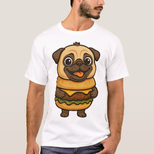 Camiseta Pug engraçado com hambúrguer cheeseburger mítico c