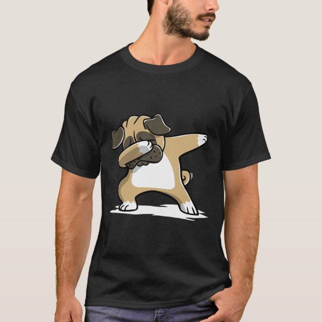 Camiseta Pug Engraçado Fazendo Dab 358 (Frente)