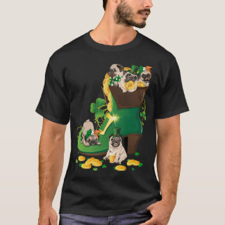 Camiseta Pug Engraçado Filhote Dia de São Patrício Trevo Ir