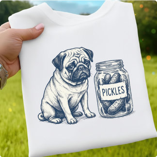 Camiseta Pug Engraçado Picles, Presente de Cachorro Fofo, P