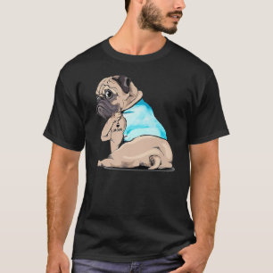 Camiseta Pug Eu Amo Mãe Tatuada Mãe Dia das Mães