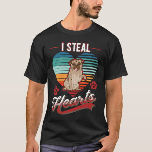 Camiseta Pug eu roubo Corações Pug do Dia dos Namorados